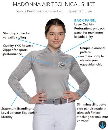 Madonna Air Technical Horse Riding Shirt Grey